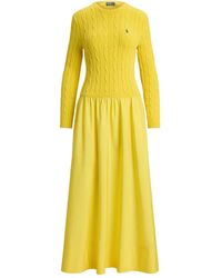 Polo Ralph Lauren - Cable-Knit Bodice Cotton Dress - Lyst