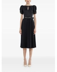 Nissa - Midi Pleated Pinstripe-Pattern Dress - Lyst