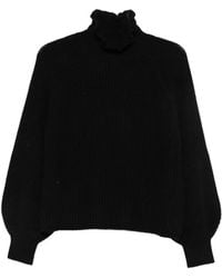 Max Mara - Gerippter Strickpullover Mit Rüschenbesatz - Lyst