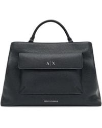 ARMANI EXCHANGE - Logo-Plaque Pebbled Tote Bag - Lyst