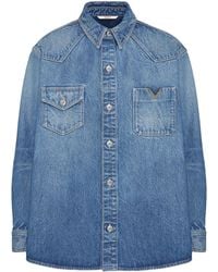 Valentino Garavani - V-Detail Denim Shirt - Lyst
