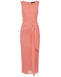 Toccin - Wylie Boat-Neck Tie-Front Day Dress - Lyst