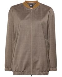 BOSS - Checked Wool Bomber Jacket - Lyst