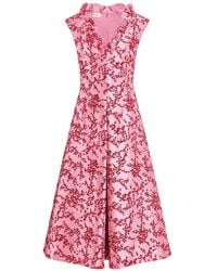 Alberta Ferretti - Floral-Print Ruffled Midi Dress - Lyst