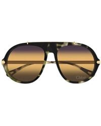 Chloé - Tortoiseshell-Effect Pilot-Frame Sunglasses - Lyst