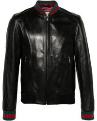 Gucci - Grg Taped Leather Bomber Jacket - Lyst