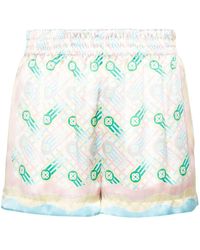 Casablanca - Ping Pong-print Silk Shorts - Lyst