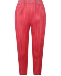 Pleats Please Issey Miyake - Pleated Cropped Trousers - Lyst