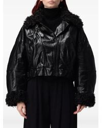 ELEH - Shearling-Trim Faux-Leather Jacket - Lyst
