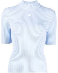 Courreges - Logo-debossed Ribbed-knit T-shirt - Lyst