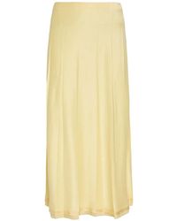 Vince - Raw-Edge Pleated Satin Midi Skirt - Lyst