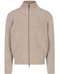 Drumohr - Zip-Up Ribbed-Trim Cardigan - Lyst