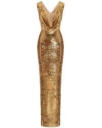 V:PM ATELIER - Moore Sequin-Embellished Cowl-Neck Maxi Dress - Lyst