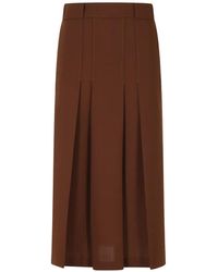 Semicouture - Janette Pleated-Detail Belt-Loops Midi Skirt - Lyst