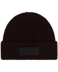 Dondup - Ribbed-Knit Logo-Patch Beanie Hat - Lyst