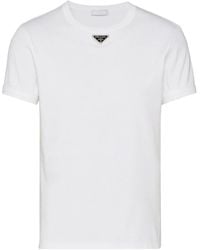 Prada - Camiseta con logo triangular - Lyst