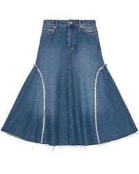 Ganni - Jupe En Jean À Coupe Mi-Longue - Lyst