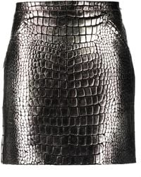 Tom Ford - Croc-Effect Metallic Leather Miniskirt - Lyst