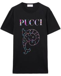 Emilio Pucci - Katoenen T-shirt Met Logoprint - Lyst