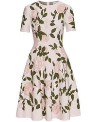 Oscar de la Renta - Robe Mi-Longue À Fleurs En Jacquard - Lyst