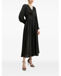 Guess - Robe Longue Plissée À Col V - Lyst
