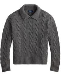 Polo Ralph Lauren - Cable-Knit Polo-Collar Wool Sweater - Lyst