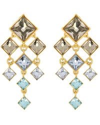 Oscar de la Renta - Square-Cut Rhinestone Chandelier Clip-On Earrings - Lyst