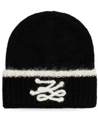 KARL LAGERFELD - Logo-Embroidered Ribbed Beanie Hat - Lyst