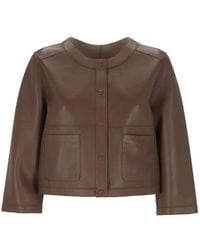 The Jackie Leathers - Collarless Leather Jacket - Lyst