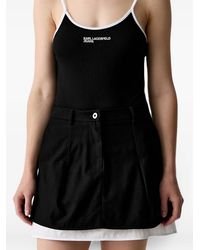 KARL LAGERFELD - Logo-Embroidered Layered Mini Skirt - Lyst