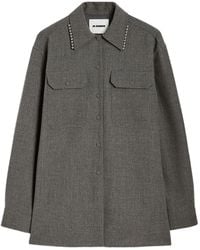 Jil Sander - Button-Up Blouse Verfraaid Met Parels - Lyst