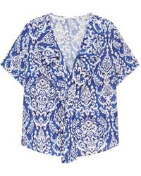Maliparmi - Haut Volanté À Imprimé Dreamscape Ikat - Lyst