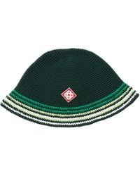 CASABLANCA - Crochet-Knit Striped Bucket Hat - Lyst