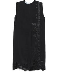Prada - Floral-Appliqué Midi Dress - Lyst