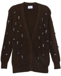 Isabelle Blanche - Crystal-Embellished Ribbed-Knit Cardigan - Lyst
