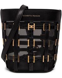 Elisabetta Franchi - Rings-Detail Mesh Bucket Bag - Lyst