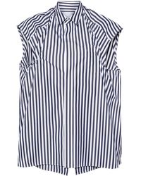 Sacai - Striped Poplin Sleeveless Shirt - Lyst