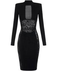 Elisabetta Franchi - Lace-Panelled Mesh-Insert Dress - Lyst