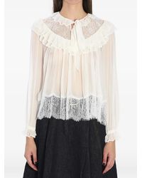 Self-Portrait - Top Met Ruches En Kant - Lyst