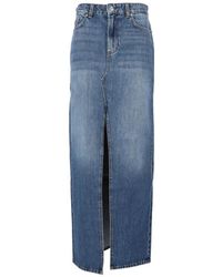 7 For All Mankind - Darkwind Front-Slit Denim Skirt - Lyst