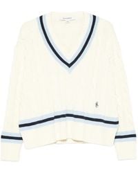Sporty & Rich - Idora Cable-Knit V-Neck Sweater - Lyst