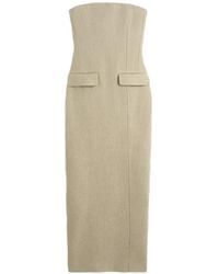 TOTEME - Pocket Strapless Linen Midi Dress - Lyst
