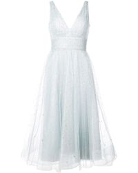 Marchesa notte Midi Jurk Van Tule Met Glitter - Blauw