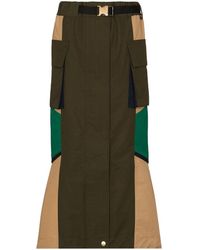 Sacai - Panelled Zipped High-waisted Skirt - Lyst