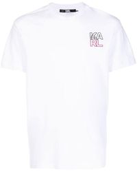 Karl Lagerfeld - Logo-embroidered T-shirt - Lyst