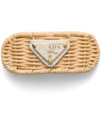 Prada - Gewebte Haarspange Mit Triangel-Logo - Lyst