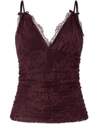 Pinko - Burgundy Floral Lace V-Neck Top - Lyst
