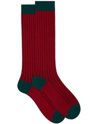 Gallo - Vertical-Stripe Ribbed-Knit Socks - Lyst