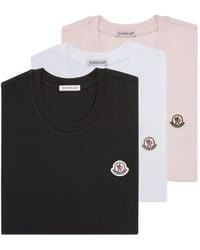 Moncler - Logo Patch Cotton T-Shirt (Pack Of Three) - Lyst