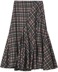 B+ AB - Check-Pattern Midi Skirt - Lyst